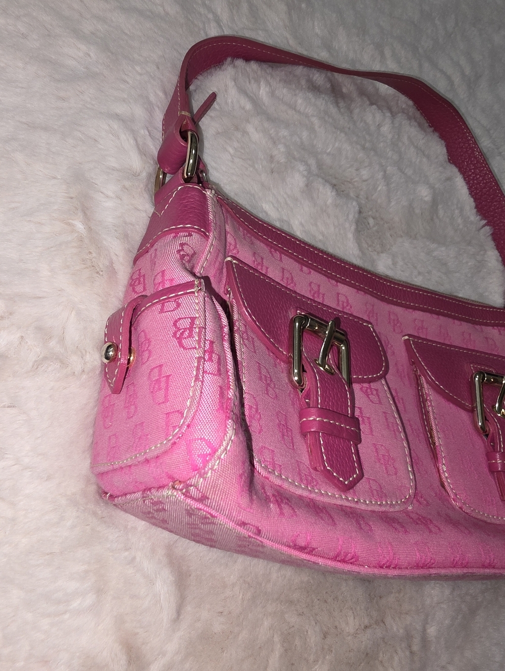 Dooney and Bourke Pink Y2K Monogram Vintage Shoulder Bag - Picture 5 of 12